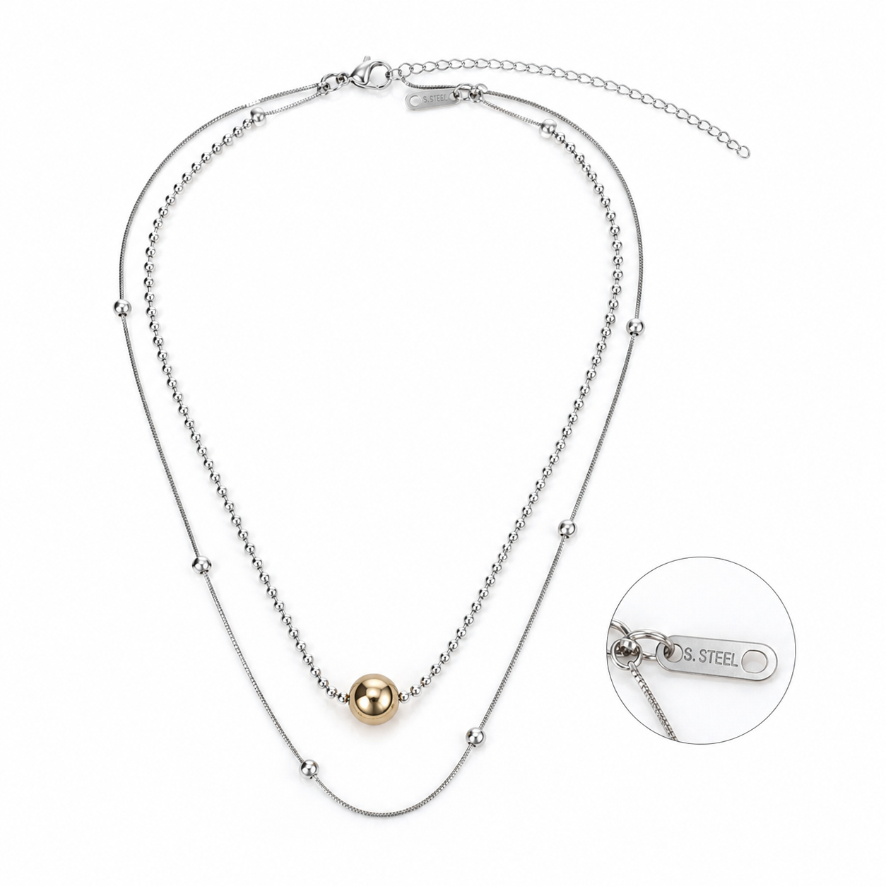 Aurora Dúo Necklace ( Waterproof/ Hipoalergenic / Stainless steel )